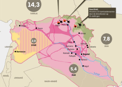 Kaart extremisme in Irak en Syrië